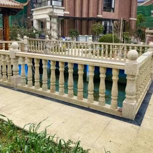 定西黄金麻花岗岩石材栏杆，扶手，将军柱，花瓶柱