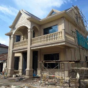 定西 黄金麻花岗岩石材私人别墅雕花门楼柱阳台栏杆