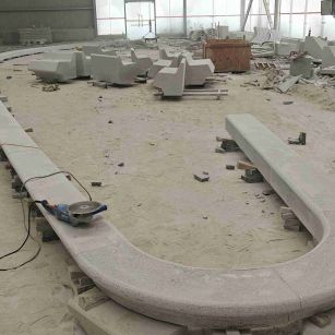 定西 芝麻白花岗岩弧形花坛石，坐凳石