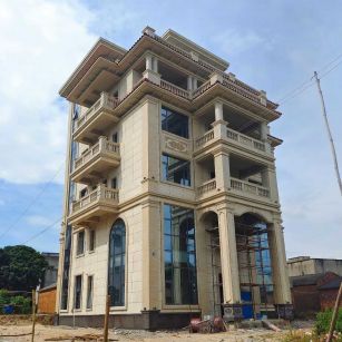 定西 黄金麻花岗岩石材别墅外墙干挂搭配（雕花栏杆花瓶柱门楼罗马柱）