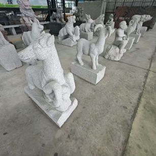定西 芝麻白花岗岩造型立体雕刻——十二生肖