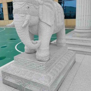 定西 白麻花岗岩动物异形石雕-大象