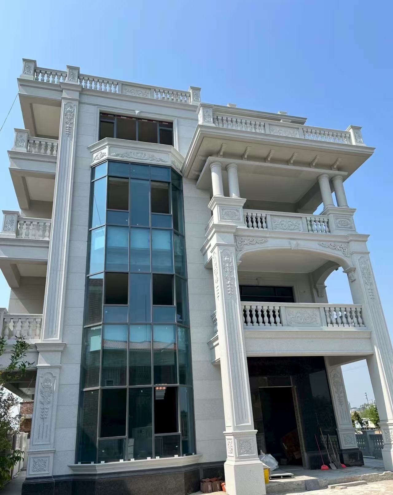 定西 白麻花岗岩别墅外墙干挂效果展示