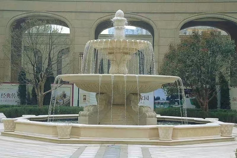 定西 黄金麻花岗岩异型加工——户外庭院石雕流水喷泉