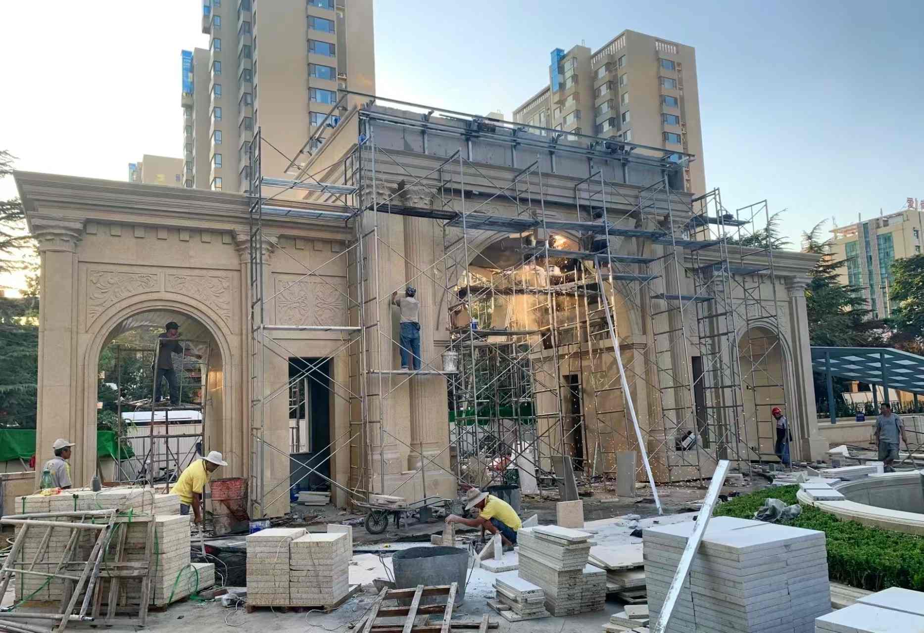 定西 黄金麻荔枝面花岗岩小区门楼外墙干挂